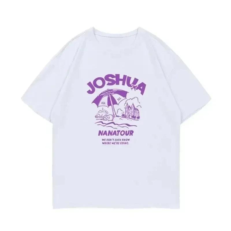 Летняя простая белая футболка с коротким рукавом с буквенным принтом Kpop Nanatour Femme S.Coups Jeonghan The8 Y2k, женский хлопковый топ большого размера