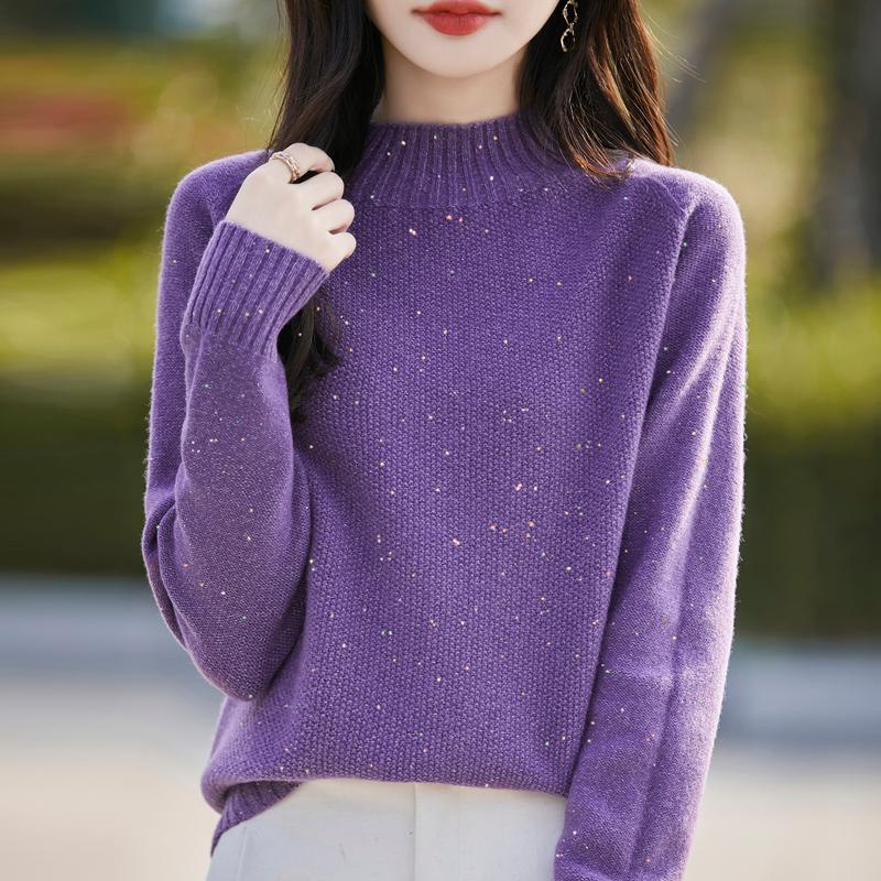 Женский кашемировый свитер Qinghe Cashmere 30% Кашемир 70% Шерсть Осенне-зимний кашемировый пуловер Мягкий и теплый