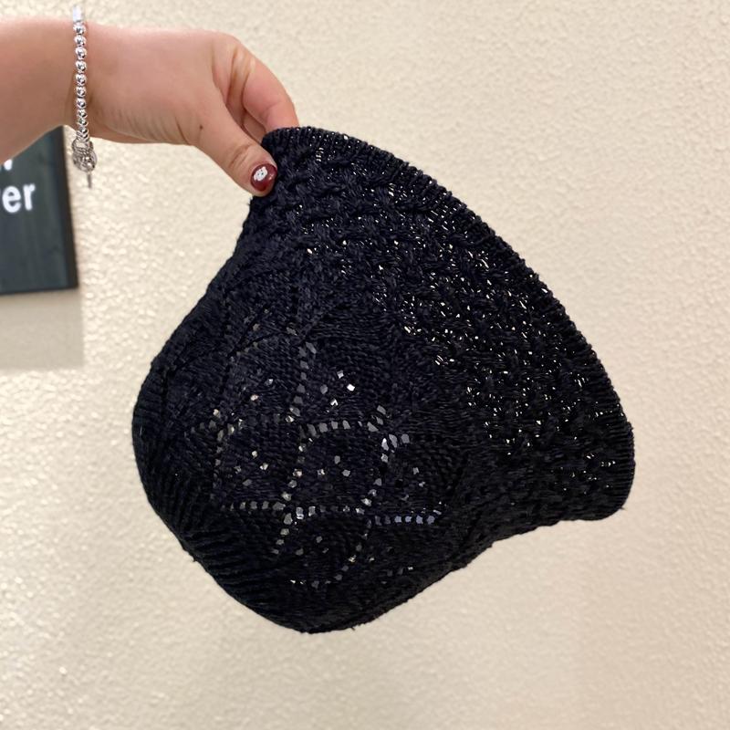 Женская панама весенне-летняя однотонная и универсальная модная панама с полым лицом, маленькая, с темпераментом, вязаная шляпа-ведро