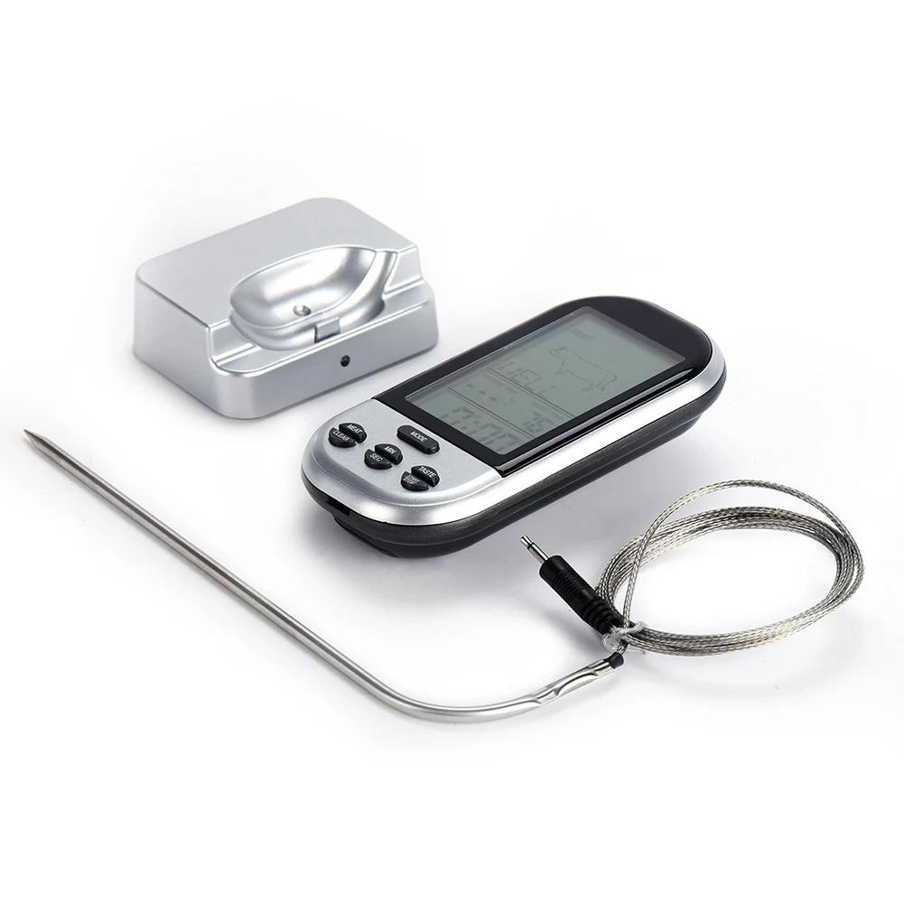 Digital Wireless Meat BBQ Thermometer Oven Food Probe Kitchen Tool (Silver)