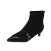 Fashion Fashion Elastic Ladies Short Booties Slip On Shoes Designer Footwear Pointed Toe Women Ankle Modern Boots Medium Heels Shoes2024