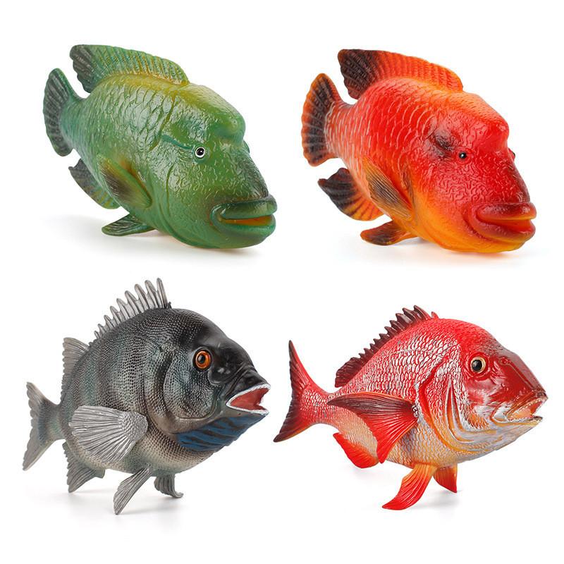 Реалистичный набор моделей тропических морских животных с группой Красных Шелковых Рыб и декором из Снеппера