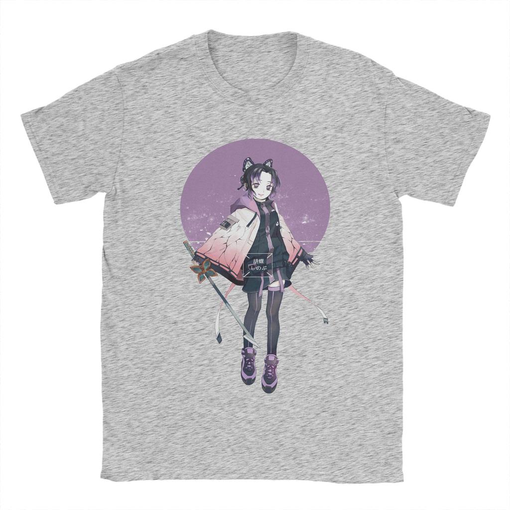 Anime Demon Slayer Shinobu Kocho T Shirt Men Cotton Novelty T-Shirt Round Collar  Tees Short Sleeve Clothing Gift Idea