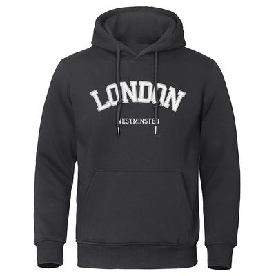 London Westminster Street Letter Printing Мужская одежда Мягкая флисовая толстовка с капюшоном Осенние толстовки с капюшоном Спортивные толстовки с капюшоном
