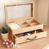 [Sears] Sears Wooden Jewelry Box, Accessory Box, Large Capacity Storage for Necklaces, Rings, Earrings, Natural Brown s98-0001-nb