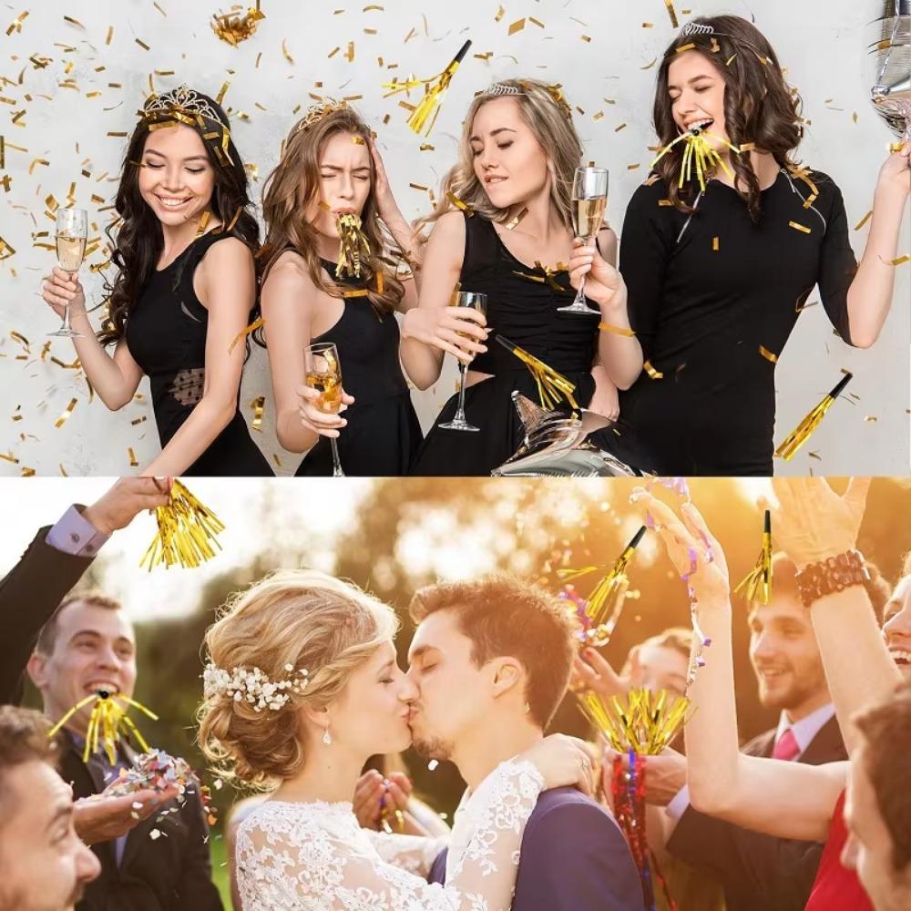 6Pcs Gold Silver Blowout Whistle Glitter Party Supplies New Years Party Blowers  Atmosphere Gifts