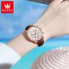 Women's Watches Fashion Elegant Diamond Bezel Watch for Ladies Soft Leather Strap Waterproof Luminous Chronograph