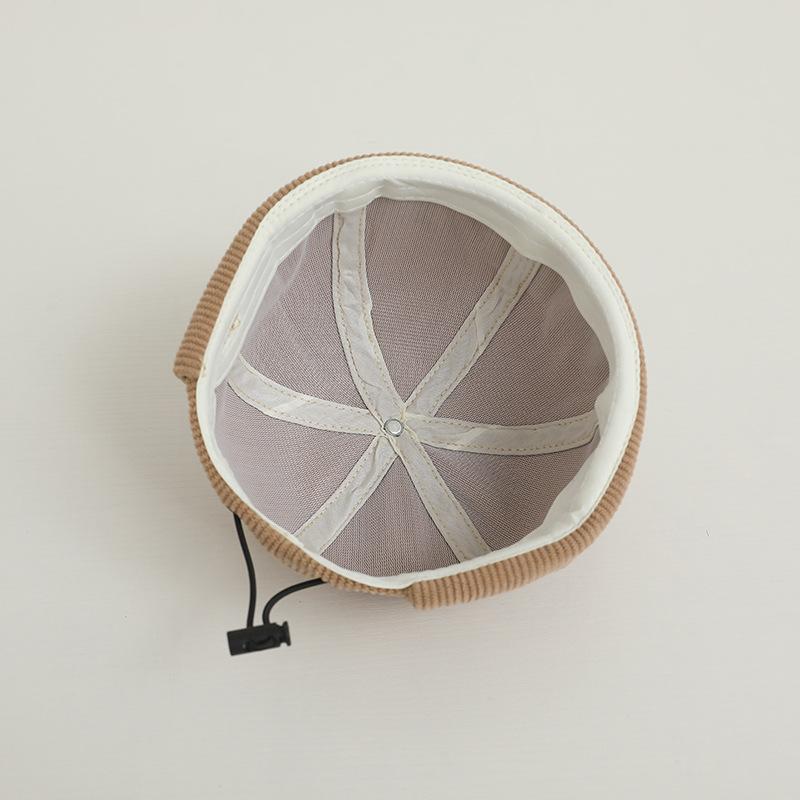 Vintage Letter Baby Brimless Hat Solid Color Corduroy Toddler Docker Cap Autumn Winter Warm Adjustable Kids Boy Girl Beanie Hats