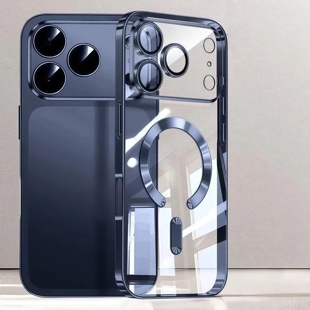 Роскошный прозрачный чехол с магнитным покрытием для iPhone 17 Pro Max 17Pro 17 Air Для беспроводной зарядки Magsafe Защитная крышка для камеры