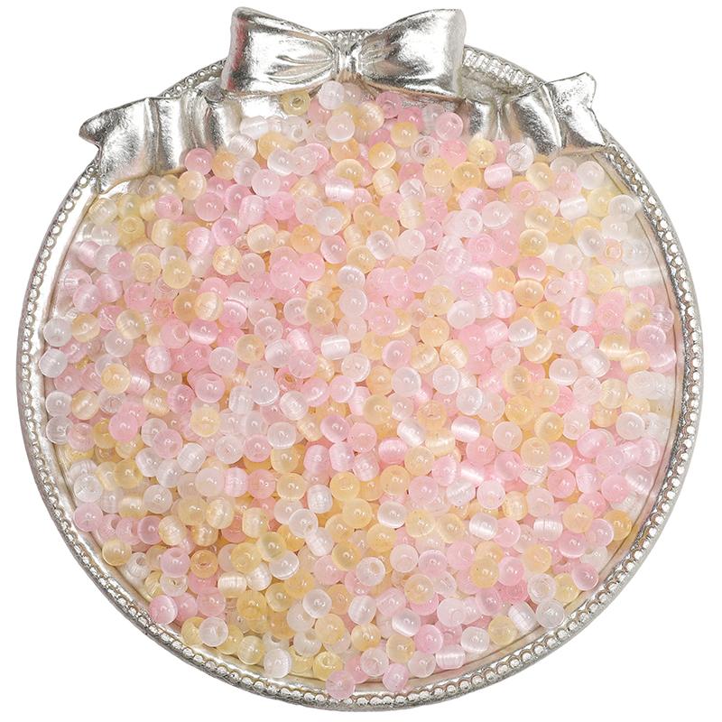 Стеклянные бусины-рис 4 мм с эффектом кошачьего глаза, разных цветов для изготовления украшений своими руками