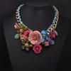 Colored Flowers Crystal Gemstone Short Clavicle Necklace Woven Women'S Accessories