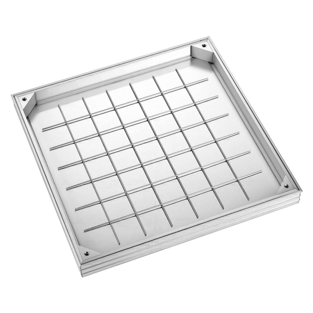 Manhole Cover with Frame, 600 x 600mm Invisible Recessed Septic Tank Access Covers, Aluminum Alloy Embedded Drain Channel Inspection Cover for