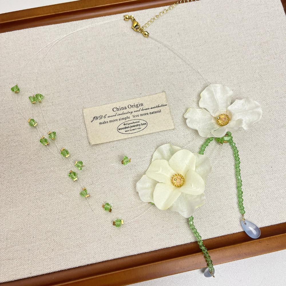 Handmade Beaded Dangle Earring Korean Style Tassel Earrings Resin Flower Necklace Birthday Gift