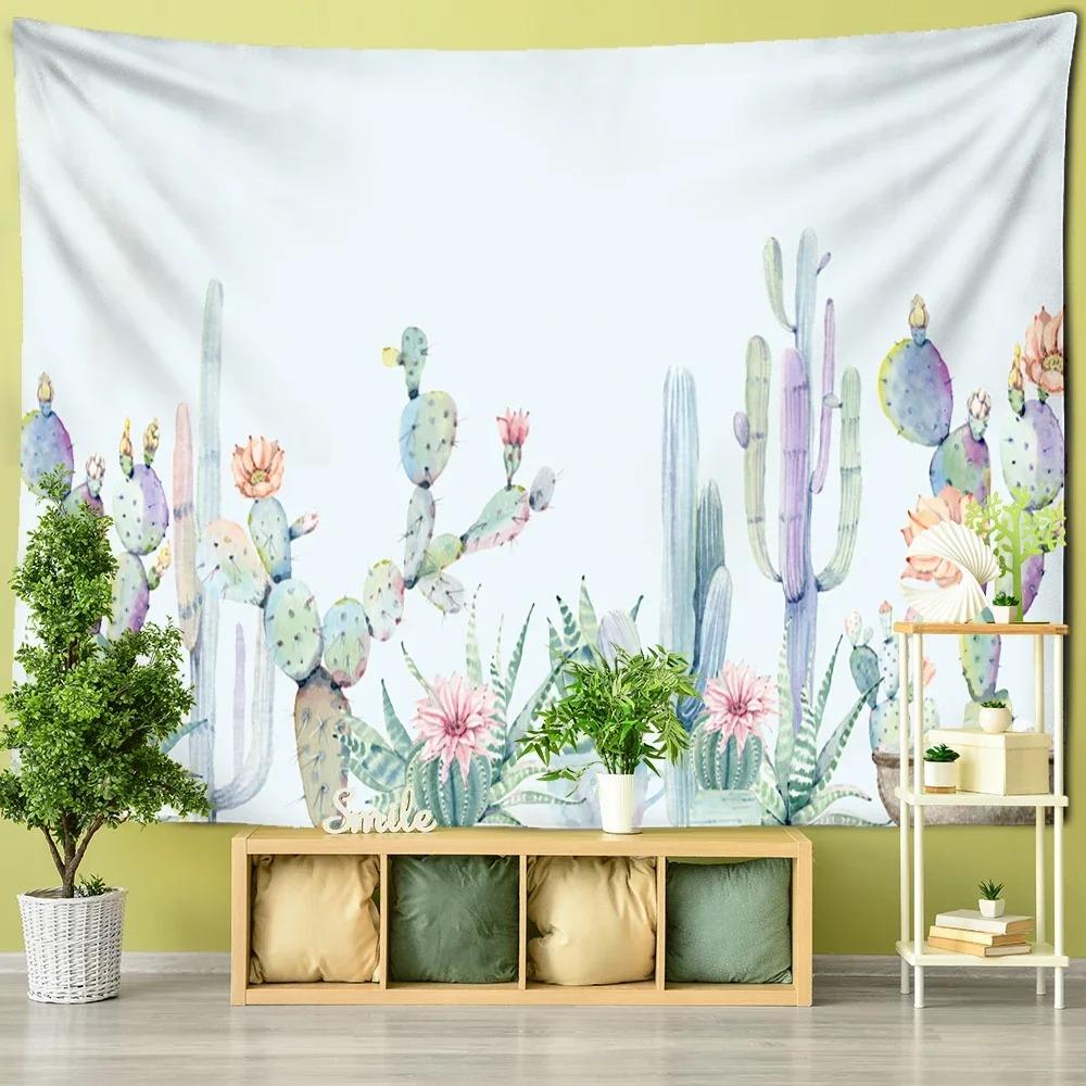 Винтажный зеленый тропический растительный декоративный гобелен для домашнего декора, гостиной, офиса, гобелен