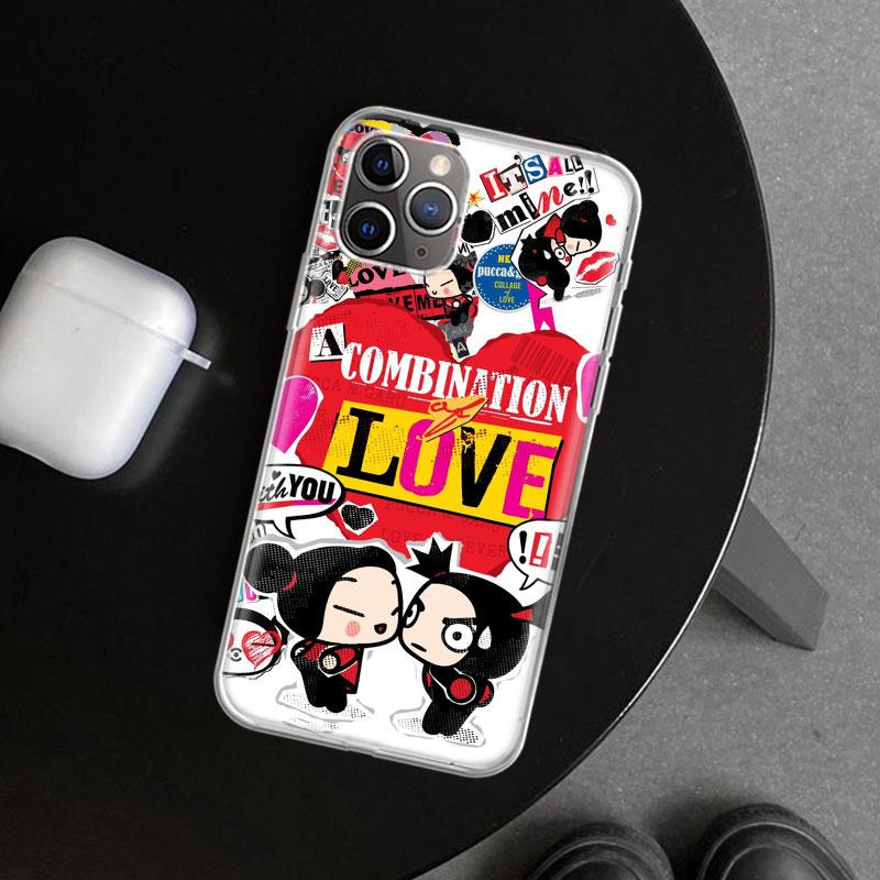 Милый Мультяшный Чехол-Крышка Pucca Garu для iPhone 11 12 13 Mini 14 15 Plus 16 Pro Max 17 Air 7 8 + SE Художественный Индивидуальный Fundas 11