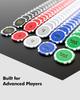 Фишки для покера HEITOK Poker Chip Poker 300, пронумерованный алюминиевый кейс, совместимый с Texas, включает в себя 5 игральных костей и 2 набора игральных карт, фишки, пронумерованные, 11,5 г,
