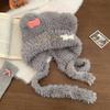 Cute Bow Bear Cat Plush Hat Female Autumn and Winter Show Small Face Warm Ear Protection Big Head Circumference Hat