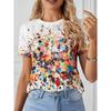 Women's T Shirt Tee Floral Print Daily Weekend Fashion Short Sleeve Crew Neck White Summer