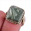 Natural Seraphinite Gemstone Two Tone 925 Sterling Silver Jewelry Ring S.7 E1j55