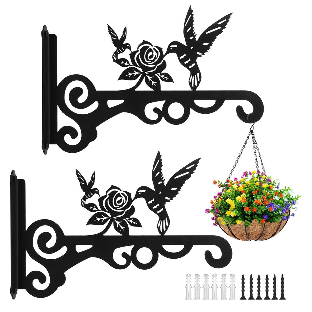 2 Pcs Hanging Plant Bracket Wall Hanging Hook 10 Inches Iron Plant Hanger Wall Plant Hanger for Garden Lantern Light Bird Feeder