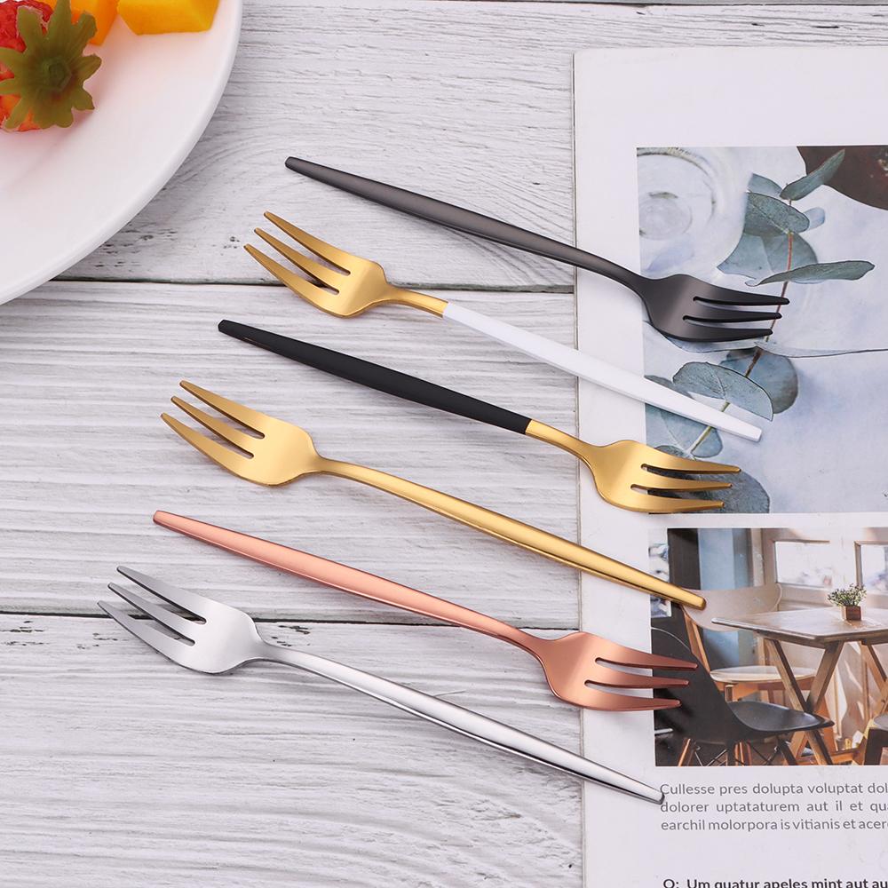 6 предметов золотые чайные вилки из нержавеющей стали вилка для фруктов торт закуски салат кофе вилка зеркальная столовая посуда набор столовых приборов кухонная утварь