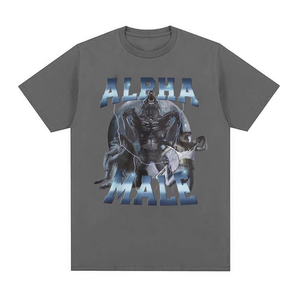 Limited Alpha Male Vintage Wolf Graphic T Shirts Mens Fashion Gothic Clothing Tshirt Funny Men Women Cotton Oversized T Shirts