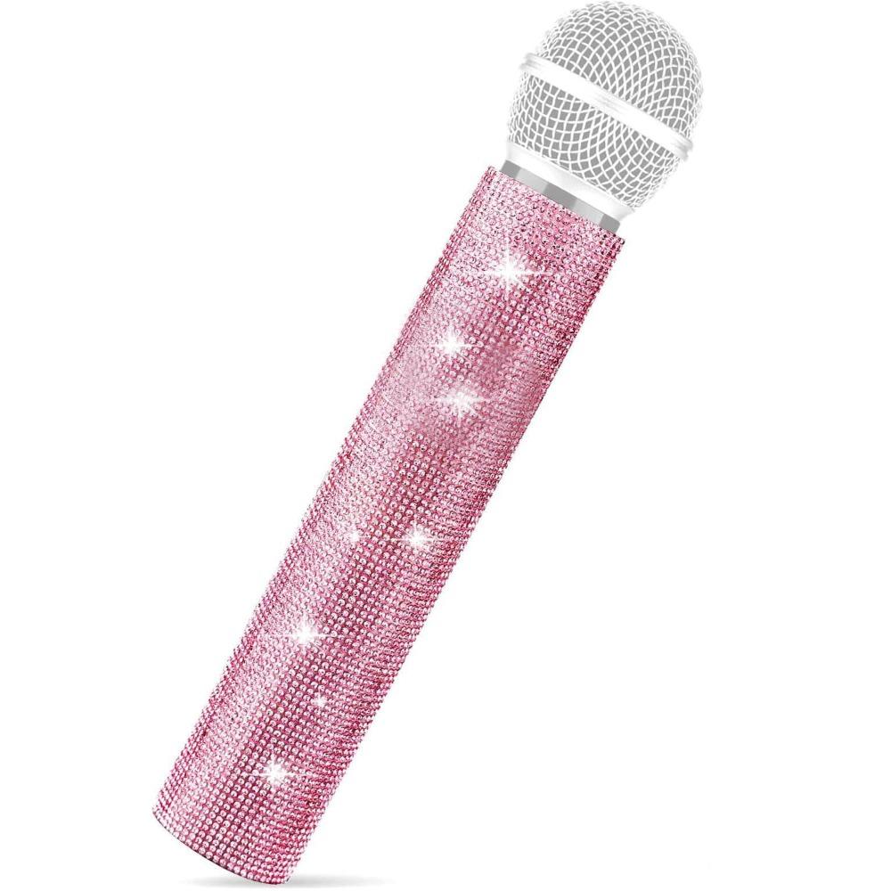 Wireless Microphone Rhinestones Microphone Cover Gold Silver Mic Handle Sleeve Stage Party