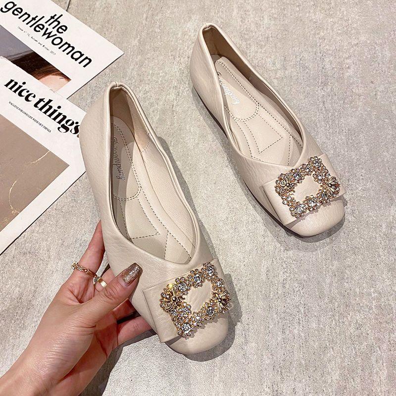 Женские туфли на плоской подошве с квадратным носком и стразами для женщин. Мокасины с бриллиантами. Элегантные вечерние каникулы по акции. Весна, EL
