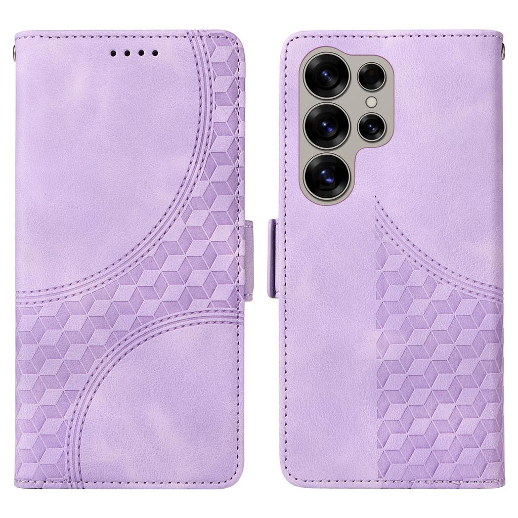 Чехол для Samsung Galaxy S25 Ultra из ПУ-кожи с ромбовидным и звездным тиснением