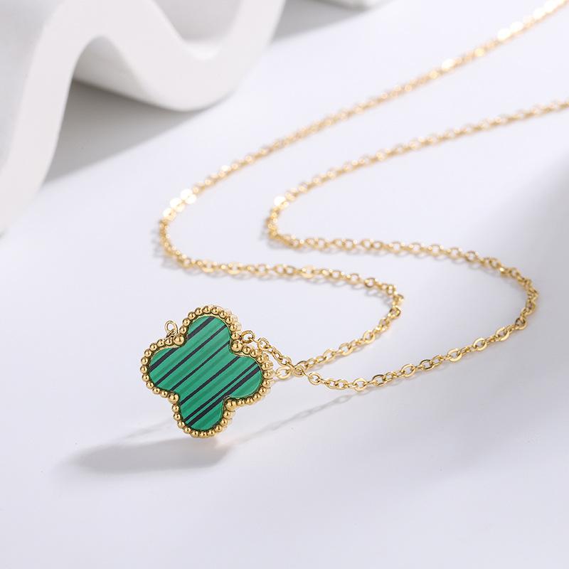 Four Leaf Grass Titanium Steel Necklace for Women with Double-sided Collarbone Chain That Does Not Fade