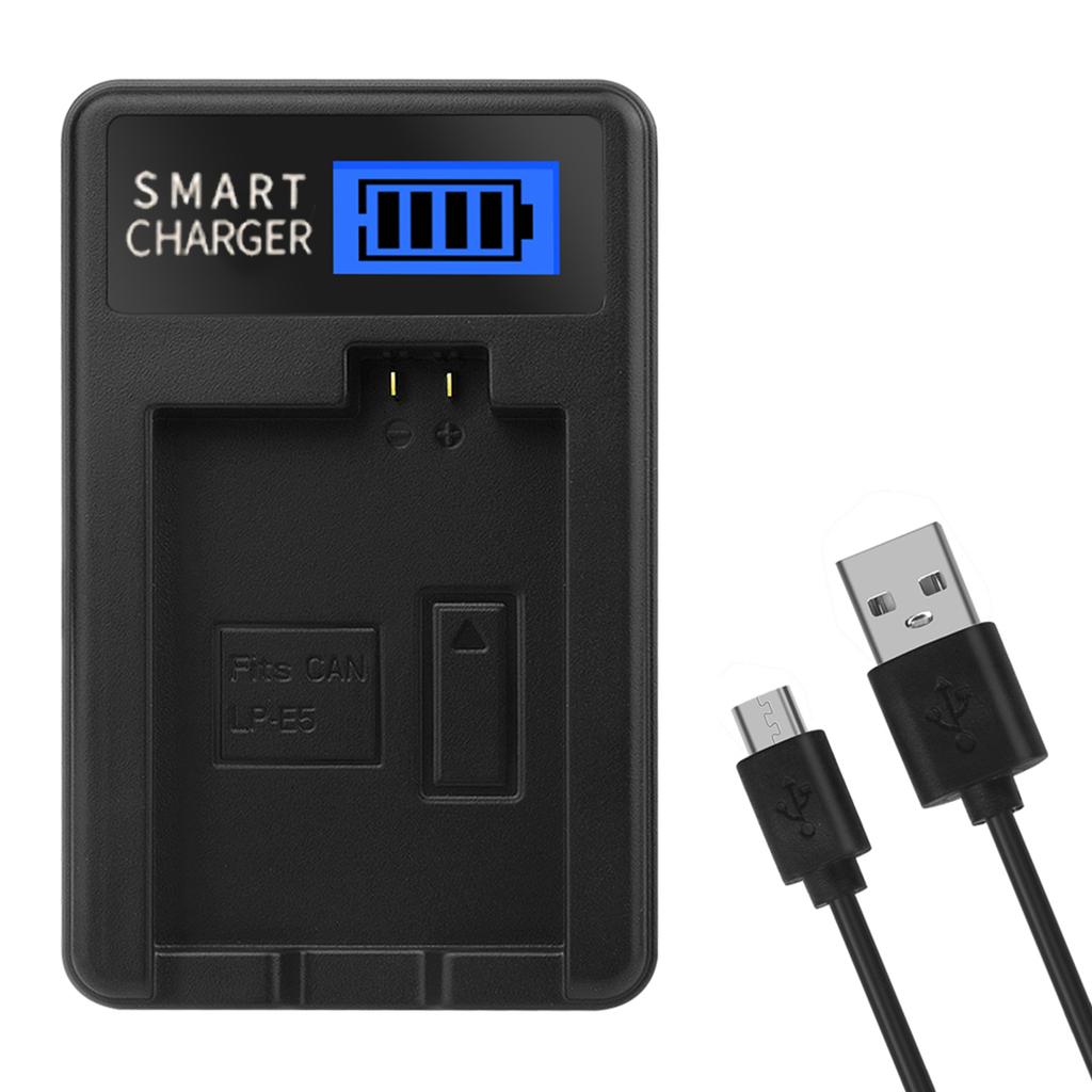 LP-E5 LPE5 LP E5 LCD USB Battery Charger for Canon EOS Rebel XS, Rebel T1i, Rebel XSi, 1000D, 500D, 450D Digital Camera