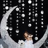 4m Five-Pointed Stars Round Mirror Effect Hanging Banner Bunting Party Decor