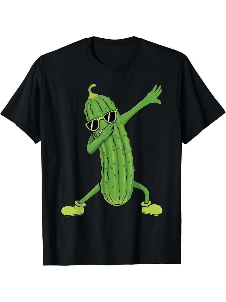 Мужская повседневная смешная и крутая футболка с коротким рукавом, 100% чистый хлопок, с принтом огурцов, 2025