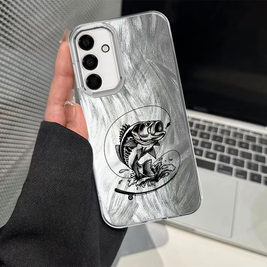 Phone Case for Samsung Galaxy A51 A52 A33 A34 A55 A24 A21s A23 A26 A13 A14 A35 A36 A15 A16 Soft Cover Line Fishing Man