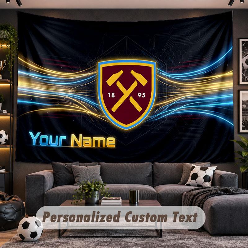 Wall Hanging Tapestry Custom NameWest Ham United football Pattern Personalized Printed Fabric Wall Decor