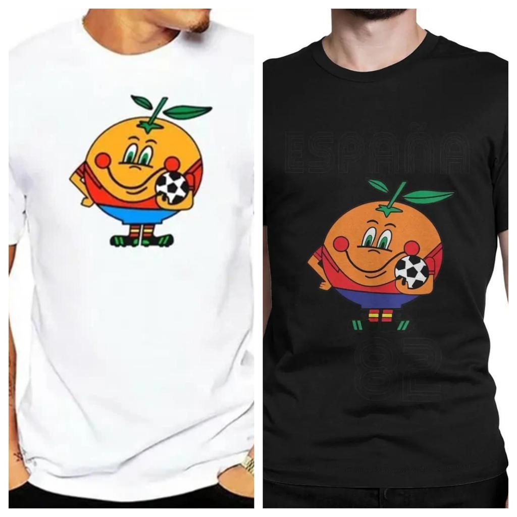 Мужская футболка Naranjito Высокое качество Круглый вырез Испания 82 Испанский талисман 1982 Футбольная футболка Топ Свободный и удобный Спорт