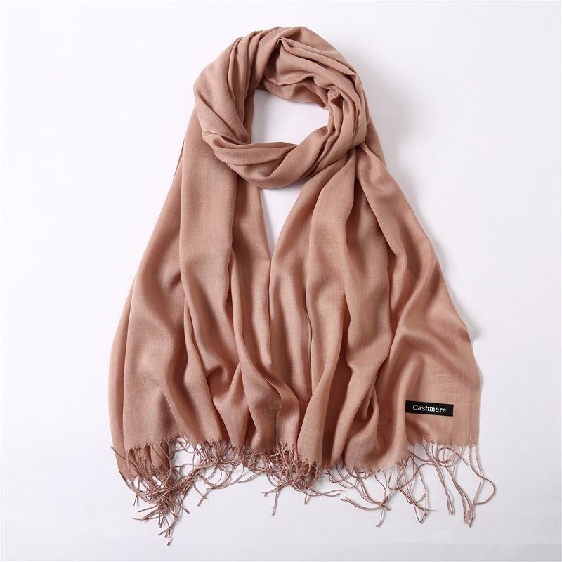 2024 Autumn And Winter Imitation Cashmere Scarf Solid Color Fashionable Versatile Warm Shawl Tassel Scarf