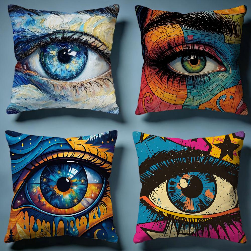 Creative Art Eyes Cushion Cover Soft Decorative Pillow Case Suitable for Bedroom Sofa Car Travel Use
