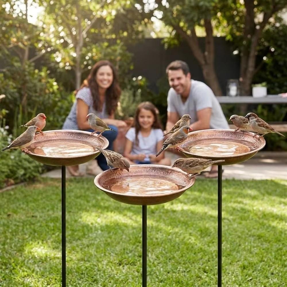 Iron Bird Water Drinker Large Capacity Bird Drinking Cup Metal Bird Feeder Outdoor Bird Bath