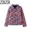 Zbzr Autumn New Women Clothes Western Style Fashion Simple and Versatile Floral Pocket Decoration Long Sleeve Cotton-padded Jacket Outerwear