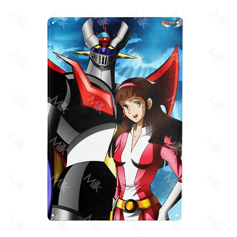 Anime Goldrake Goldorak Mazinger Z Metal Tin Sign Rectangle UFO Robot Grendizer Signs Plaque Bar Cafe Bedroom Wall Art Decor