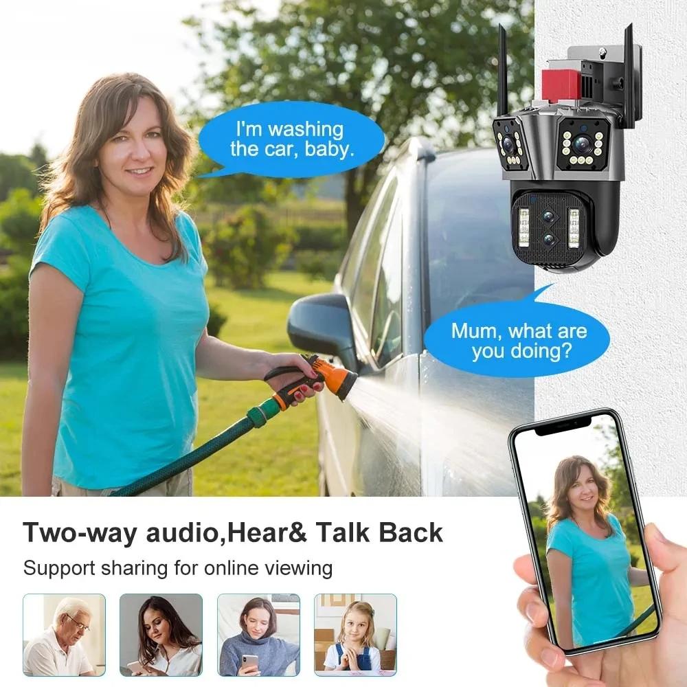 IPC360 Домашнее приложение 16MP 8K Камера безопасности 4 объектива 10-кратный зум 3 экрана Wi-Fi PTZ-камера Двустороннее аудио Автоматическое отслеживание цвета Ночное видение