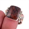 Natural Mahogany Red Obsidian Gemstone TwoTone 925 Sterling Silver Ring S.9 B2P60