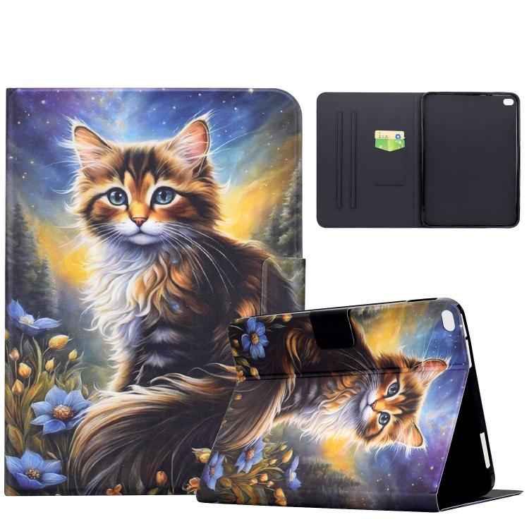 Voltage Sewing Thread Painted Vegan Leather Smart Tablet Case for iPad Air 11 2026/2025/2024, Auto Sleep Wake Stand Cover