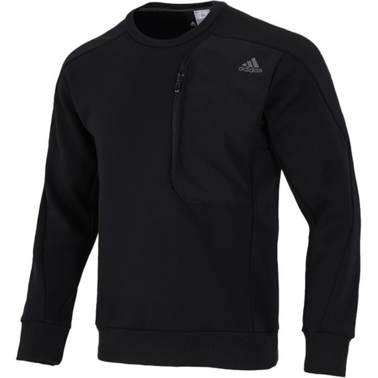 adidas Толстовки Мужские Черные С Круглым Вырезом Умеренная Обычная H39295