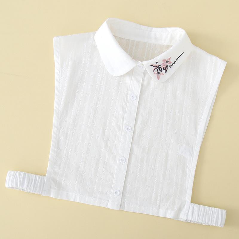Women XL Floral Half Shirt Neckwear Fake Collar Ladies Vintage Detachable Collars White False Collar Lapel Woman Decoration