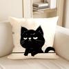 Милая мультяшная наволочка на декоративную подушку с черным котом - Минималистичный животный домашний декор