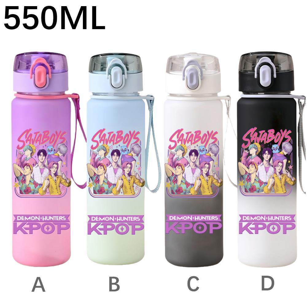 550ML KPop Demon Hunters Cartoon Print Sport Water Bottle Leak Proof Water Cup Outdoor Sports Drinking Bottle Birthday Gifts