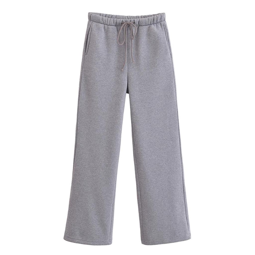 Весна 2025 Женский повседневный комплект куртка-свитшот на молнии и фланелевые брюки прямого кроя