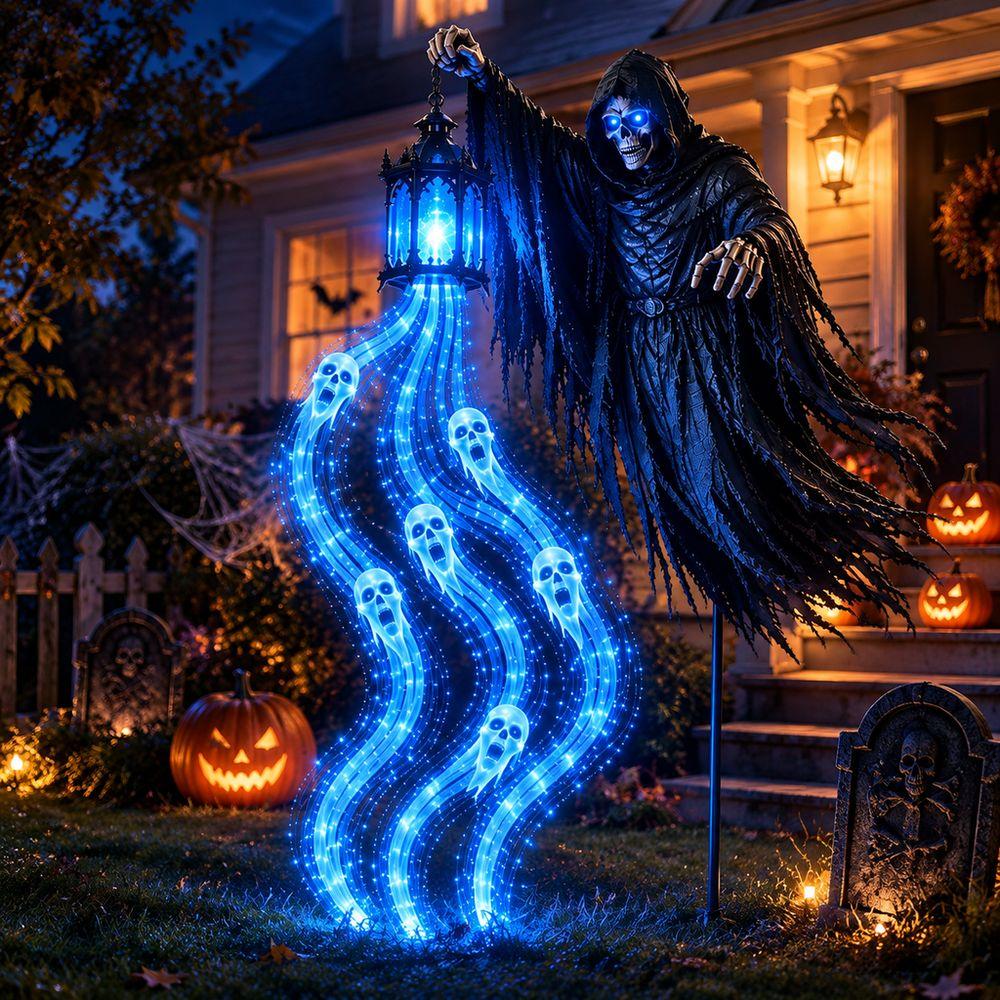 Glowing Ghost Trail Ghost Light Stake Auto On Off Halloween Decoration Yard Lawn Decor